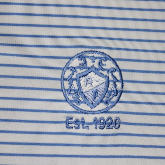 Peter Millar Polo Shirt Mens Large Blue Striped Tour Fit Golf Poly Stretch S/S - Picture 7 of 15